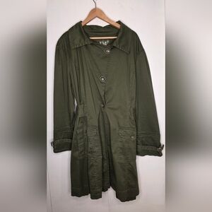 Live A Little 3XL Dark Green  khaki Trench Coat